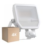 Voordeelpak 4x Ledvance LED Floodlight Aluminium Wit 41W 6000lm 100D - 840 Koel Wit | IP65 - Bewegings- En Lichtsensor - Symmetrisch